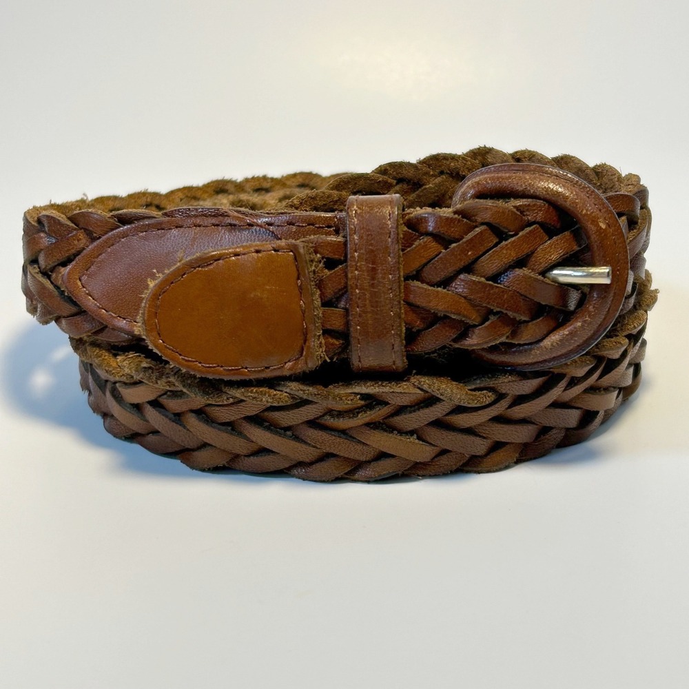 Braided Leather Belt‎ Brown Woven Casual Dress Belt Adjustable Size Uruguay 44"